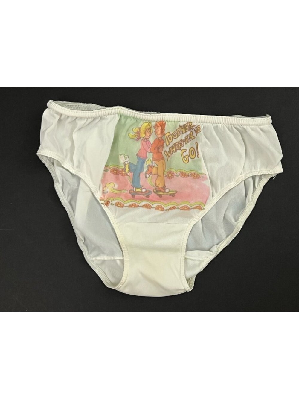 Vintage 100% Nylon Women's 5 Small Bikini Panty Printed Skateboard Duo